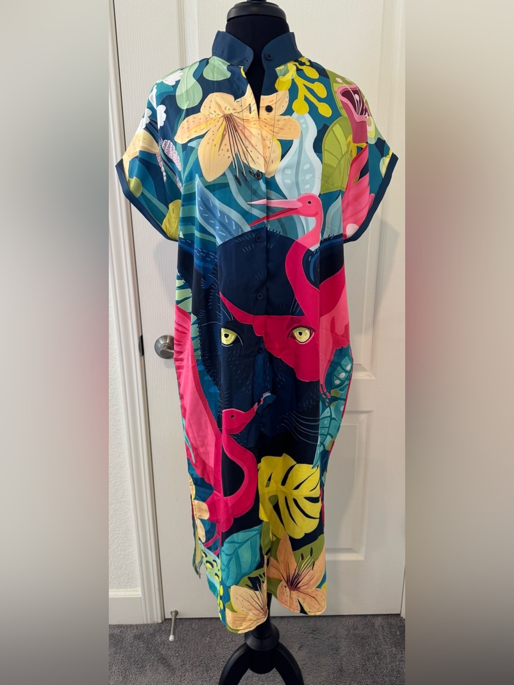 Front Button Dress in Colorful Print